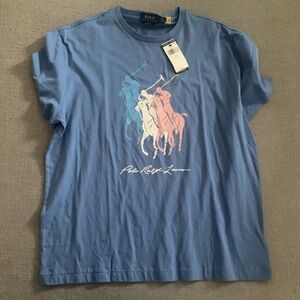 NWT Polo by Ralph Lauren Light Blue Polo Graphic Tee